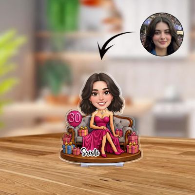 Personalized Birthday Queen Bobblehead Caricature with Battery Powered Moving Head Feature Keepsake Tabletop Decor for Home & Office Birthday, Sister, or Best Friend